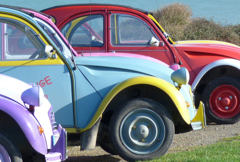 Citroën 2cv cars at Longues-sur-Mer