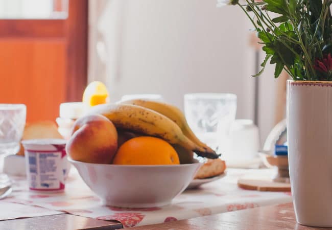 Breakfast table in a guest house in Calvados