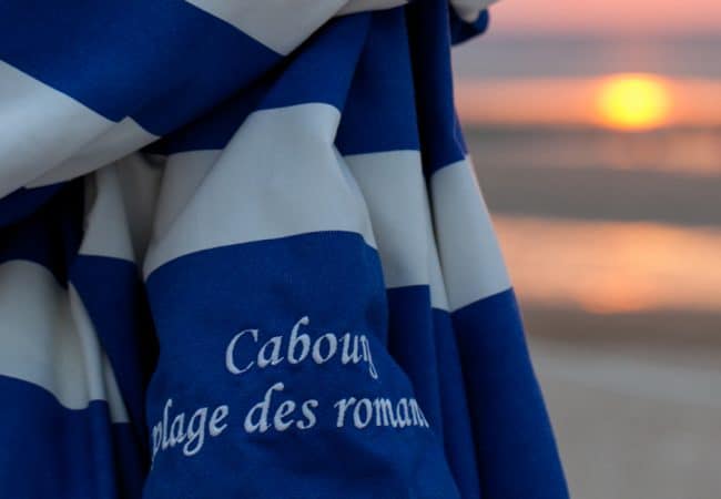 Parasol on the beach at Cabourg in Calvados