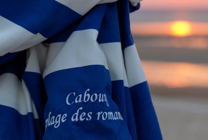 Parasol on the beach at Cabourg in Calvados