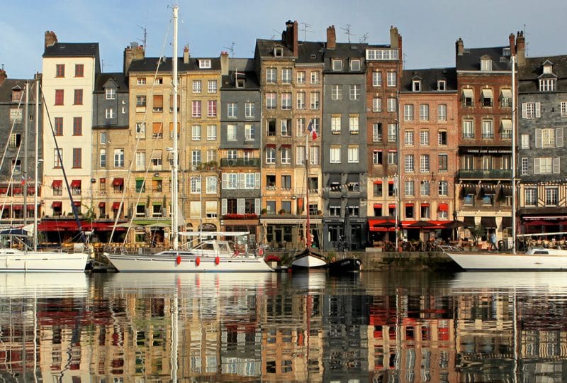 Boats berthed in the harbour at Honfleur