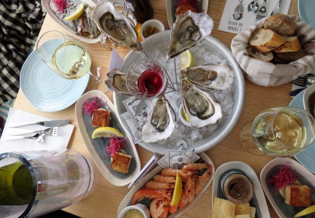 Fruits de mer, huîtres et crevettes au restaurant Le Vivier